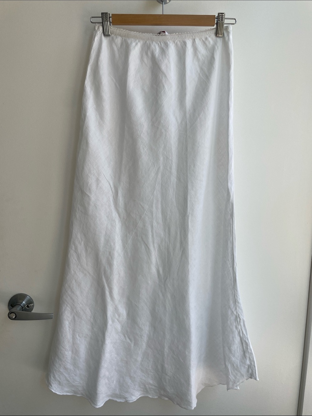 White Women's Long 100% Linen Skirt